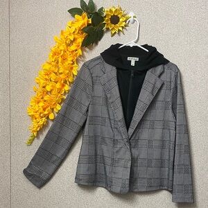 Derek Heart Black and Gray Plaid Blazer Size L